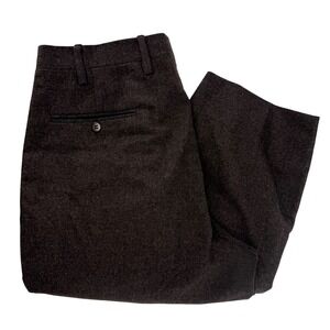 Kiton Napoli Mens Wool Dress Pants Size 48 33X27 Brown Flat Front Made in Italy